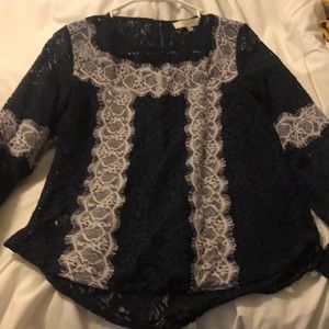 Navy lace long sleeved